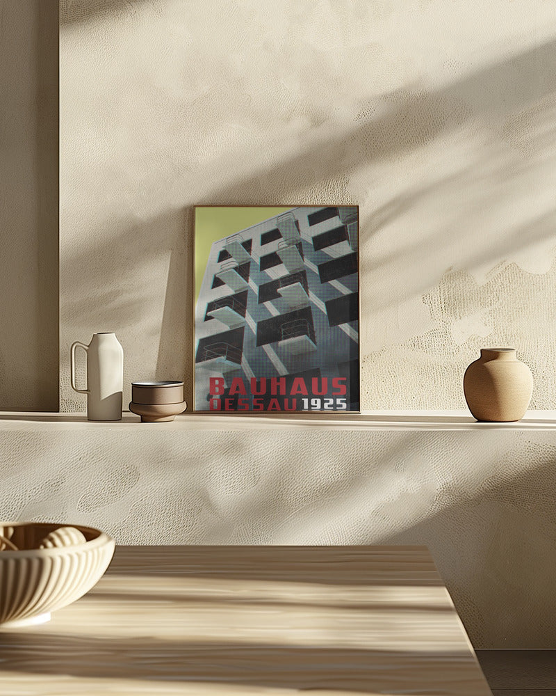 Bauhaus Dessau architecture in vintage magazine style VIII Poster