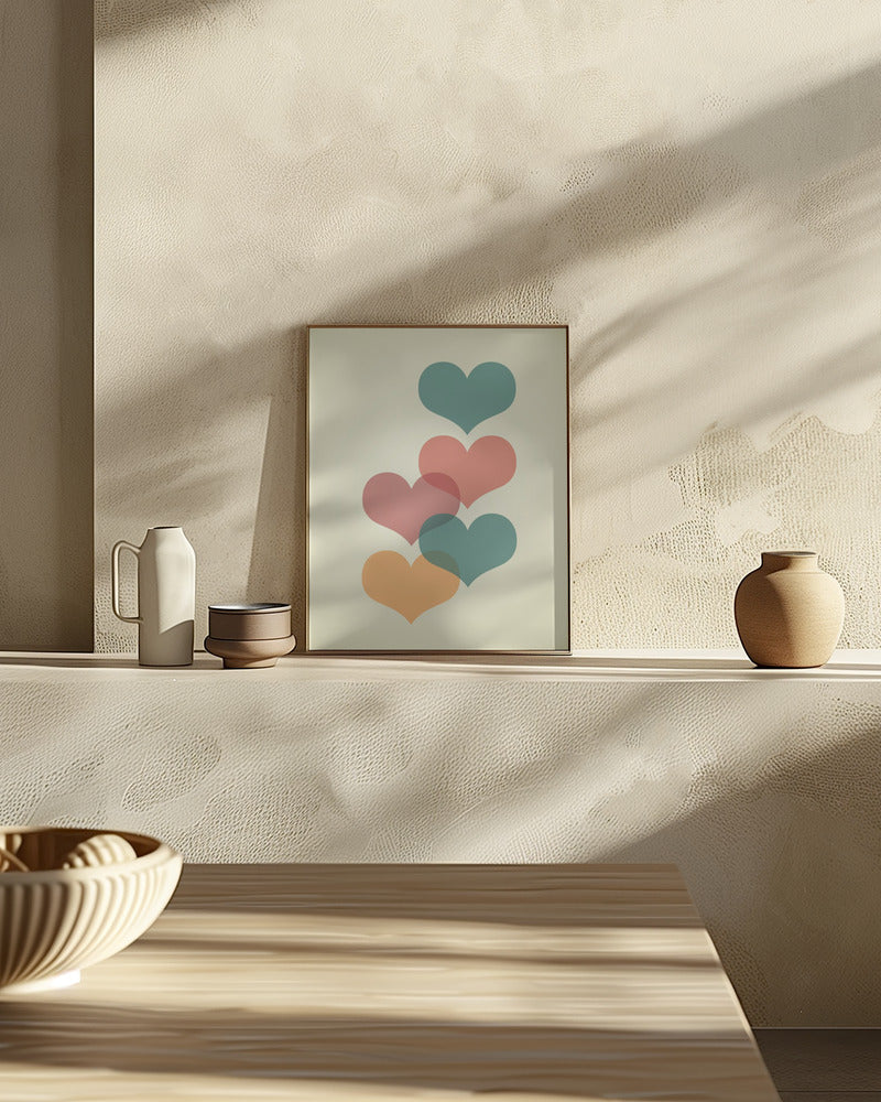 Mid century hearts I Poster