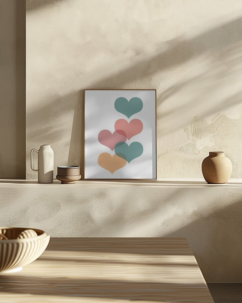 Mid century hearts Poster