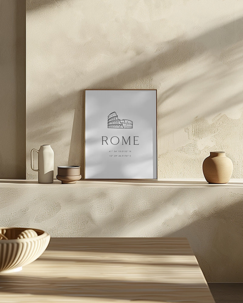 Rome coordinates with Colosseum sketch Poster