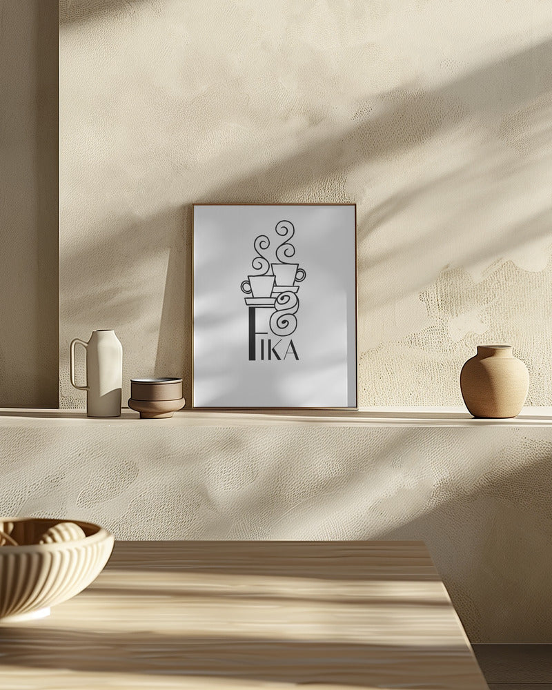 Fika line art illustration Poster