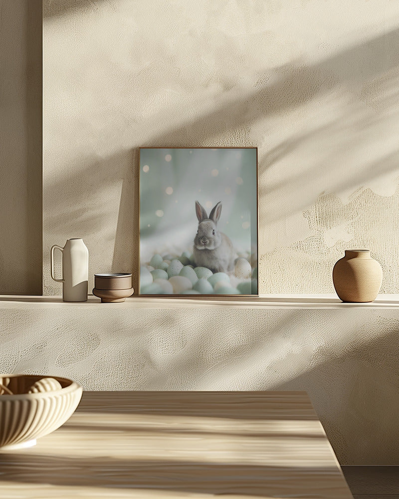 Bunny and Pastel Eggs Poster