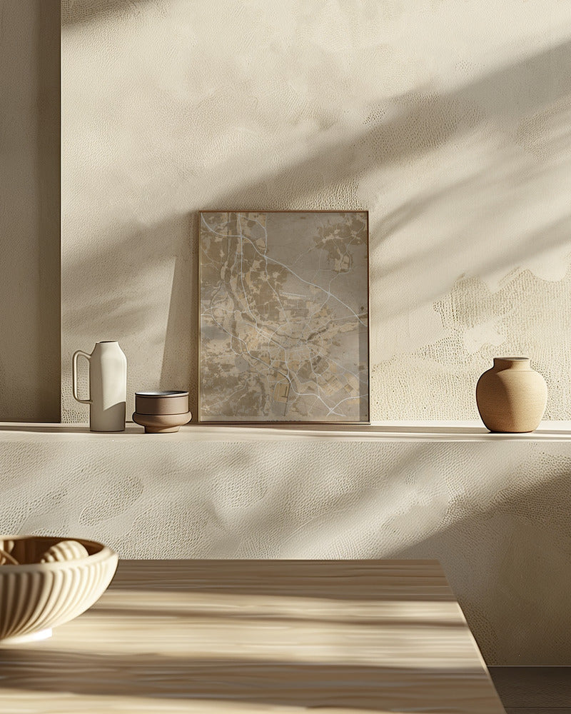 Sepia vintage map of Nürnberg Germany Poster