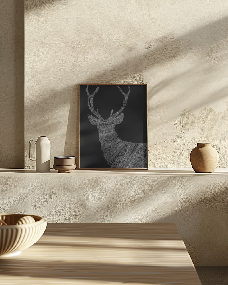 Stag Black Poster