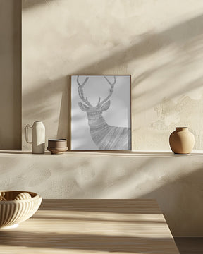 Stag White Poster