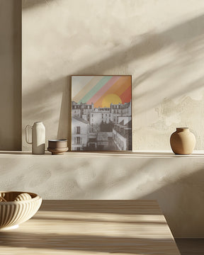 Rainbow Sky Above Paris Poster