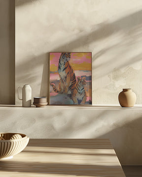 Tigers At Sunset Poster