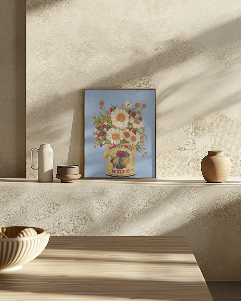 Flowers In a Vintage Tea Can Poster