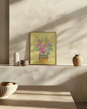 Flowers In a vintage Honey Can Poster