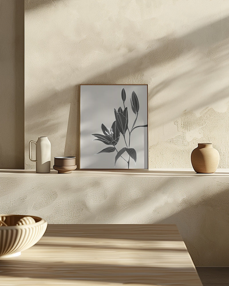 Line art lillies in black Poster