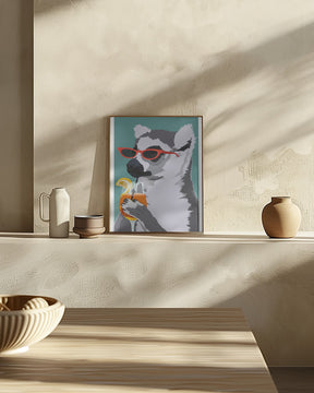 Jugdy Lemur with Drink Poster