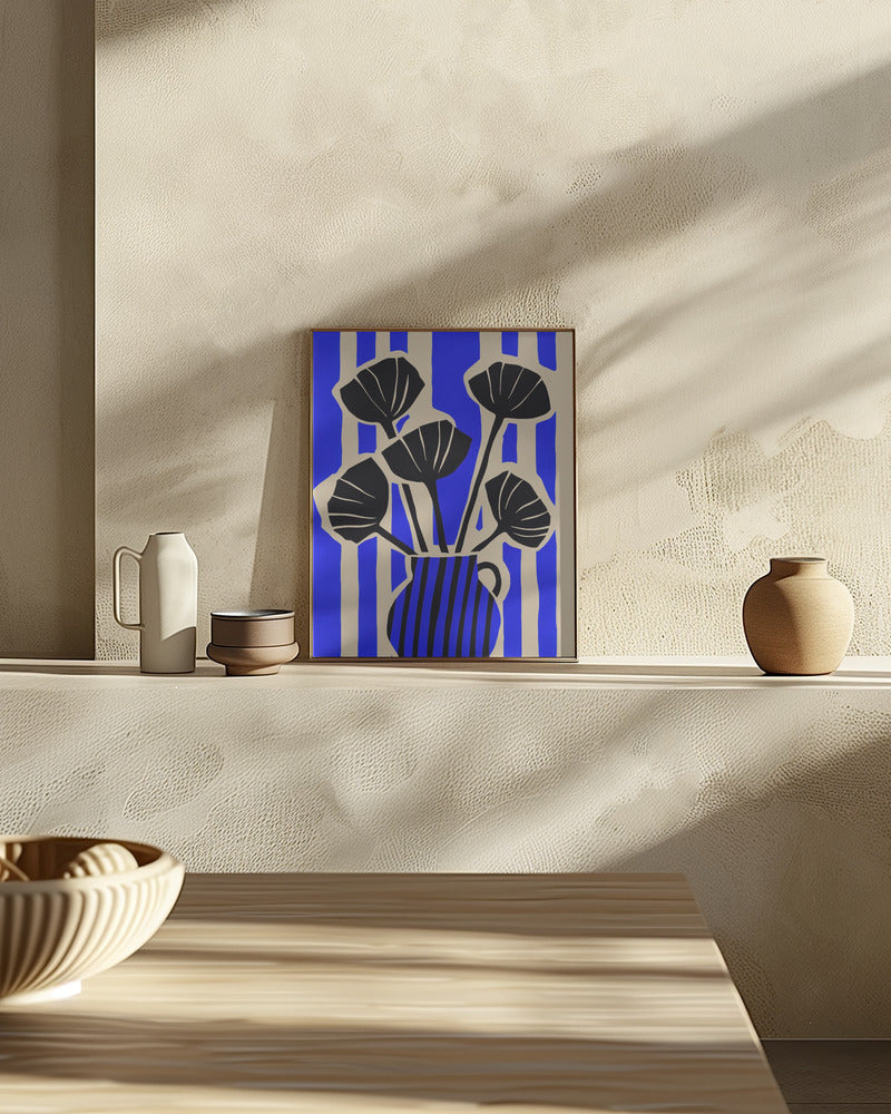 Striped Still Life Blue Poster