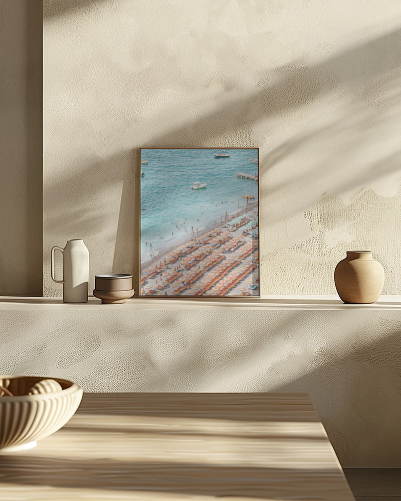 Positano Beach Scene Poster