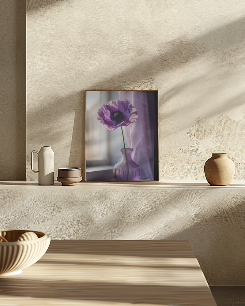 Purple Poppy In Vase Poster