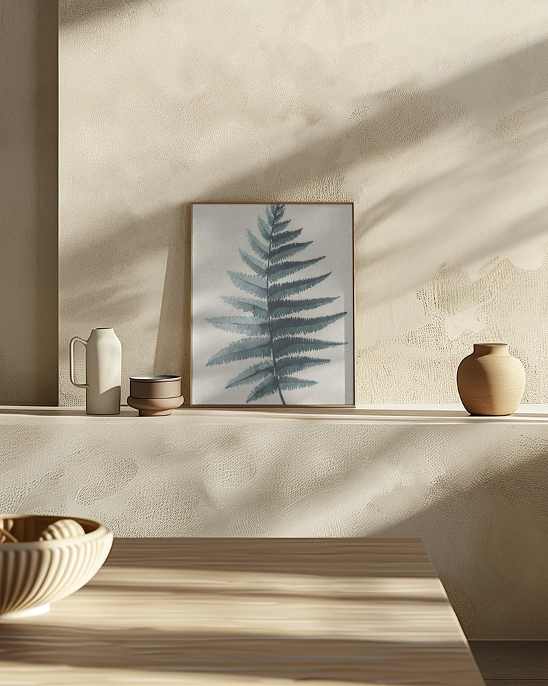 Teal watercolor fern 5 Poster