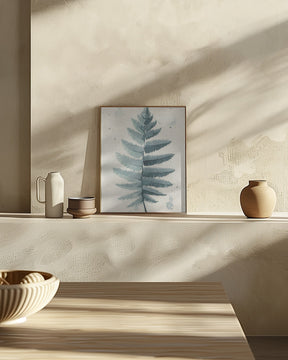 Teal watercolor fern 6 Poster