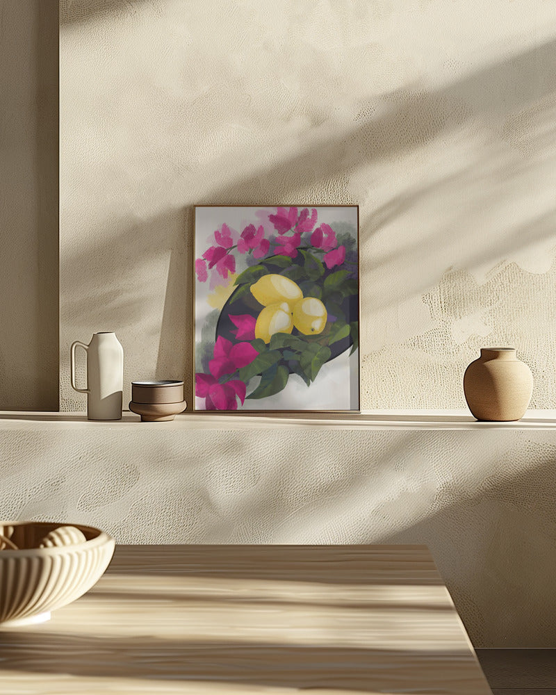 Bougainvillea and lemons Poster