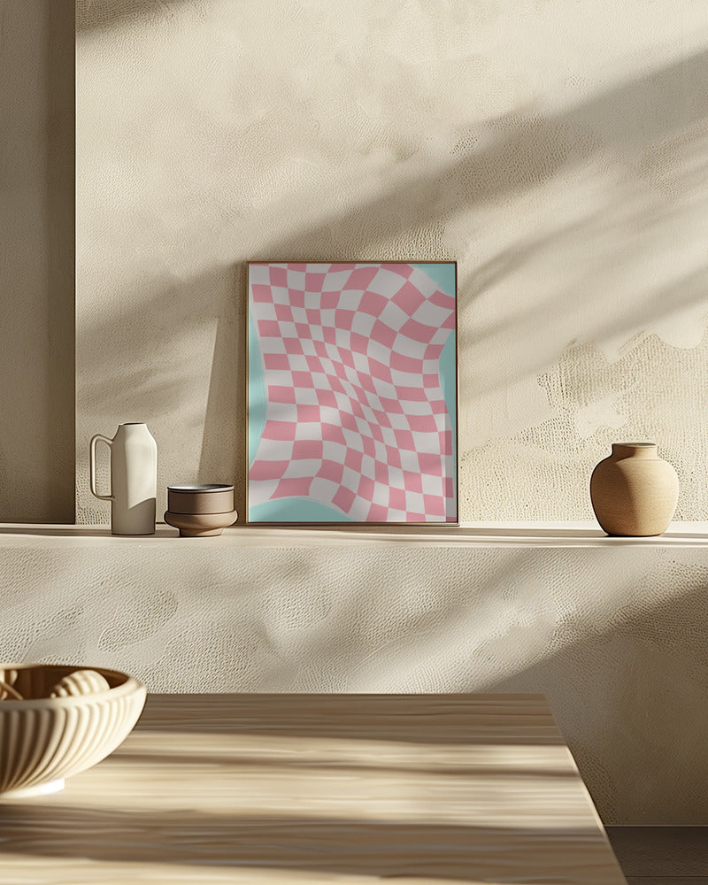 Pink Checker Cloth Poster