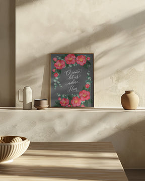 Watercolor camellias Let us adore Him Poster