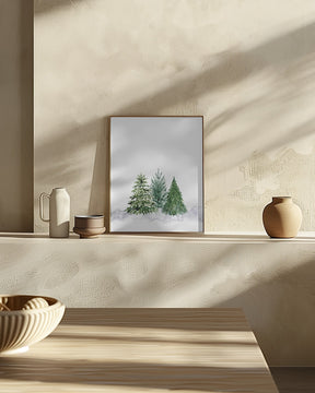 Three watercolor pine trees Poster