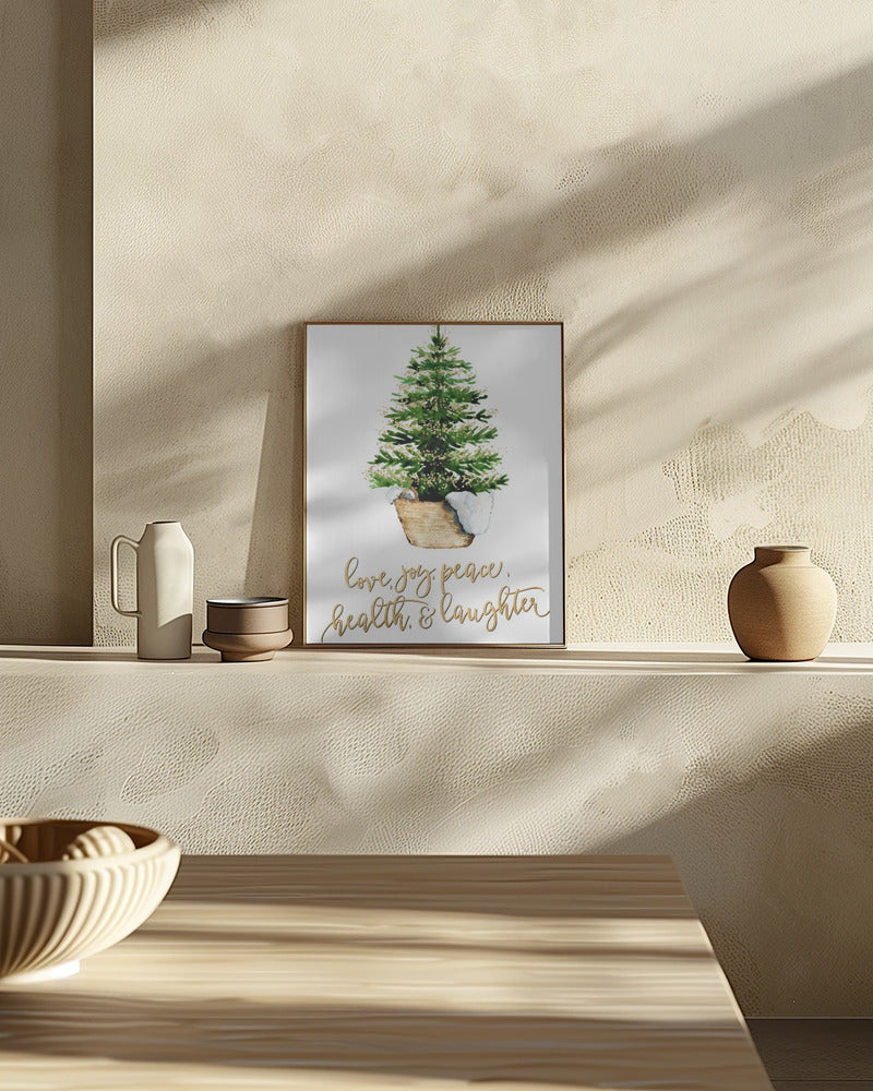 Cozy Christmas tree with holiday wishes Poster