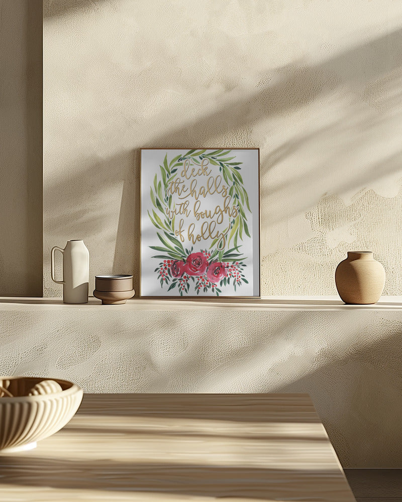 Floral wreath deck the halls Poster