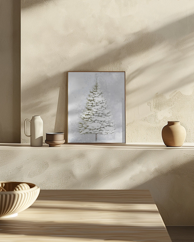 Lone fir in the snow Poster