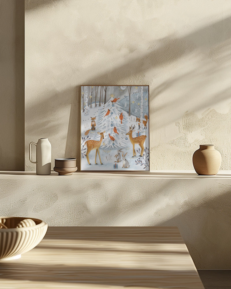 Christmas in the winter animal forest Poster