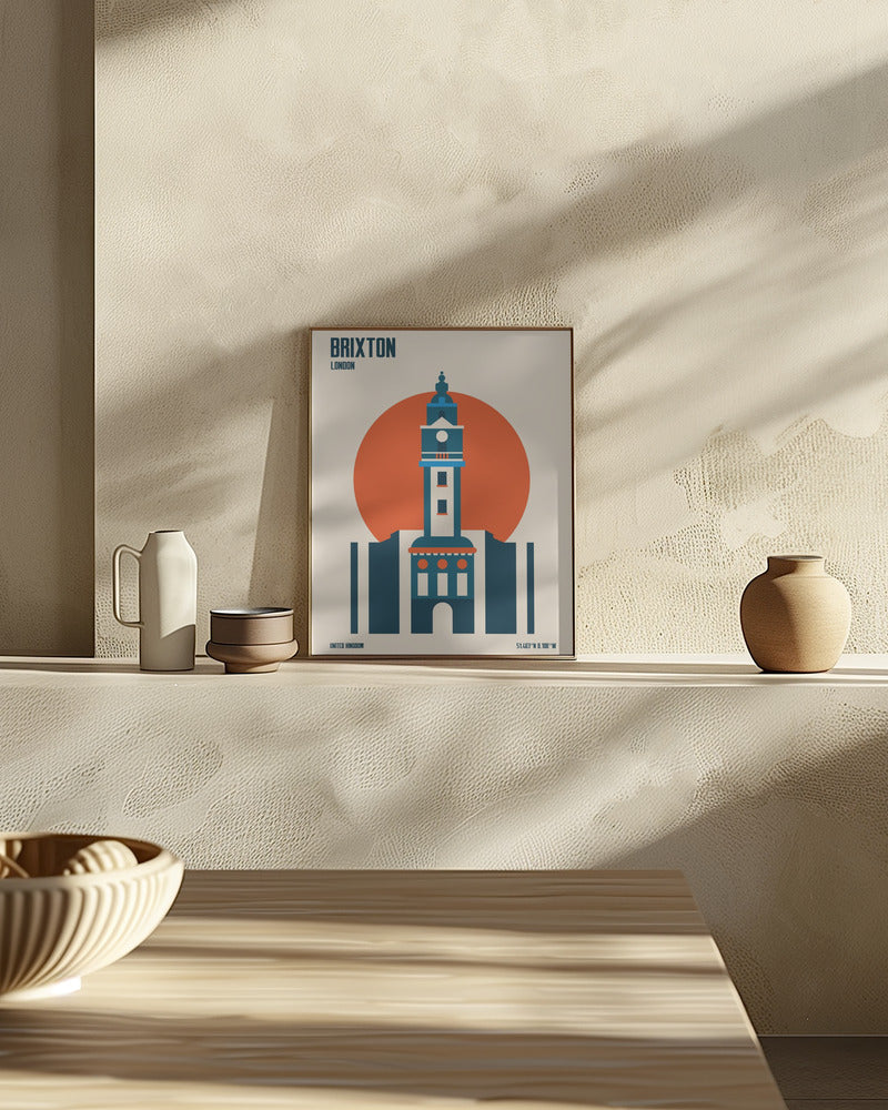 Brixton Tower Retro Travel Print Poster