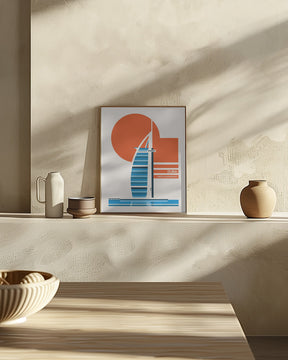 Dubai Burj Al Arab Minimalist Retro Travel Print Poster