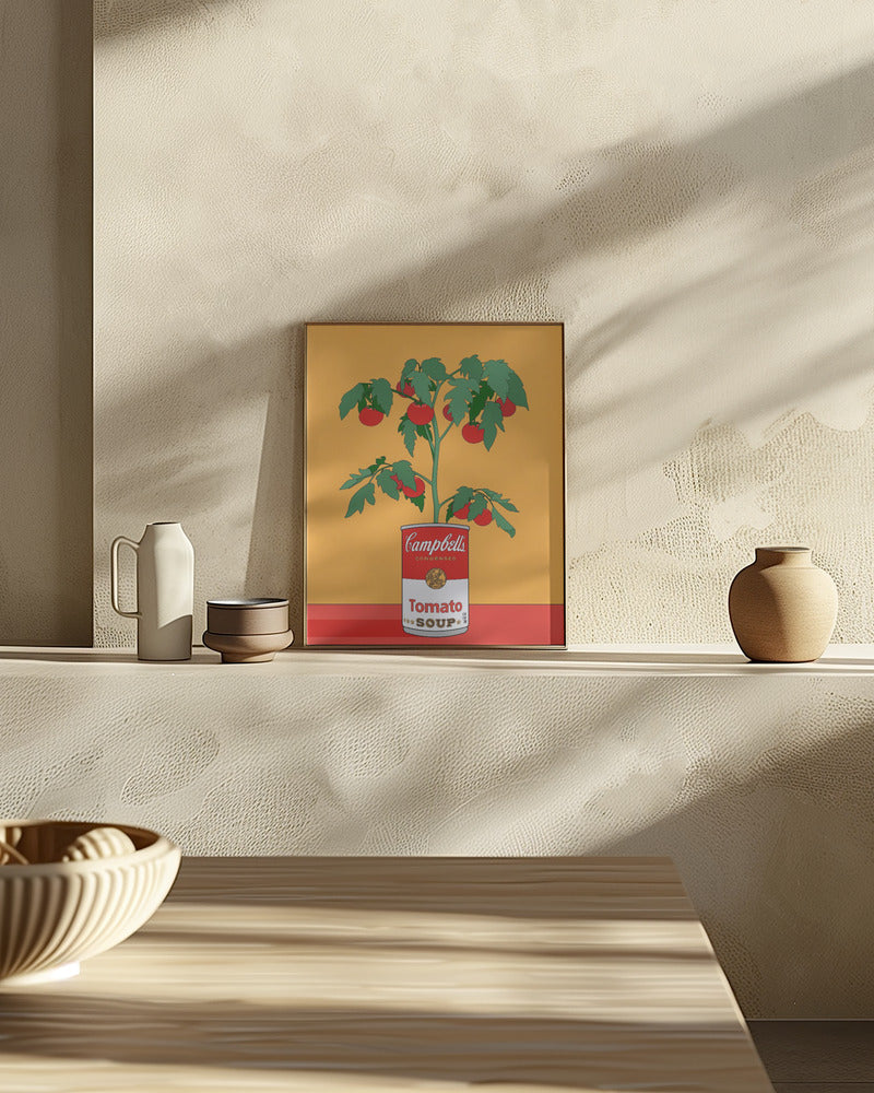 Campbells Soup Tomato Plant Retro Illustration Poster