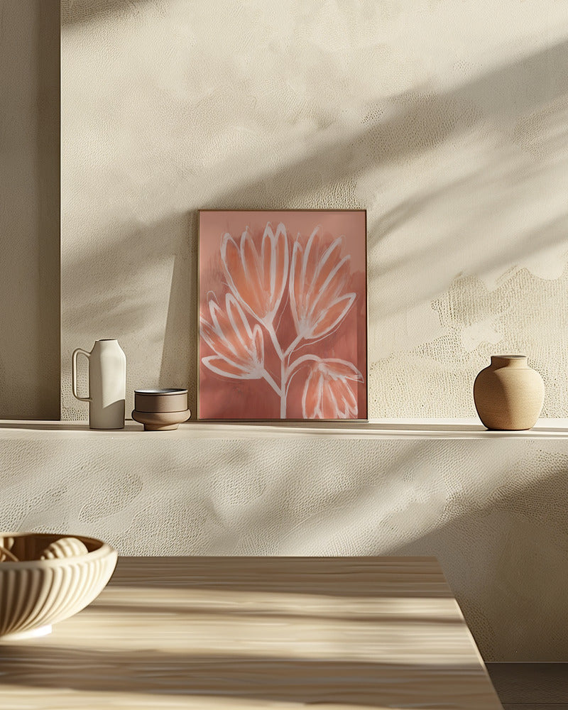 Peachy Flowers Poster