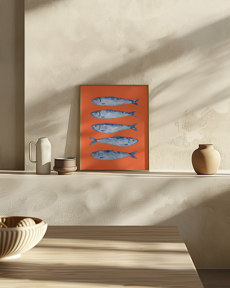 Sardines on Orange Poster