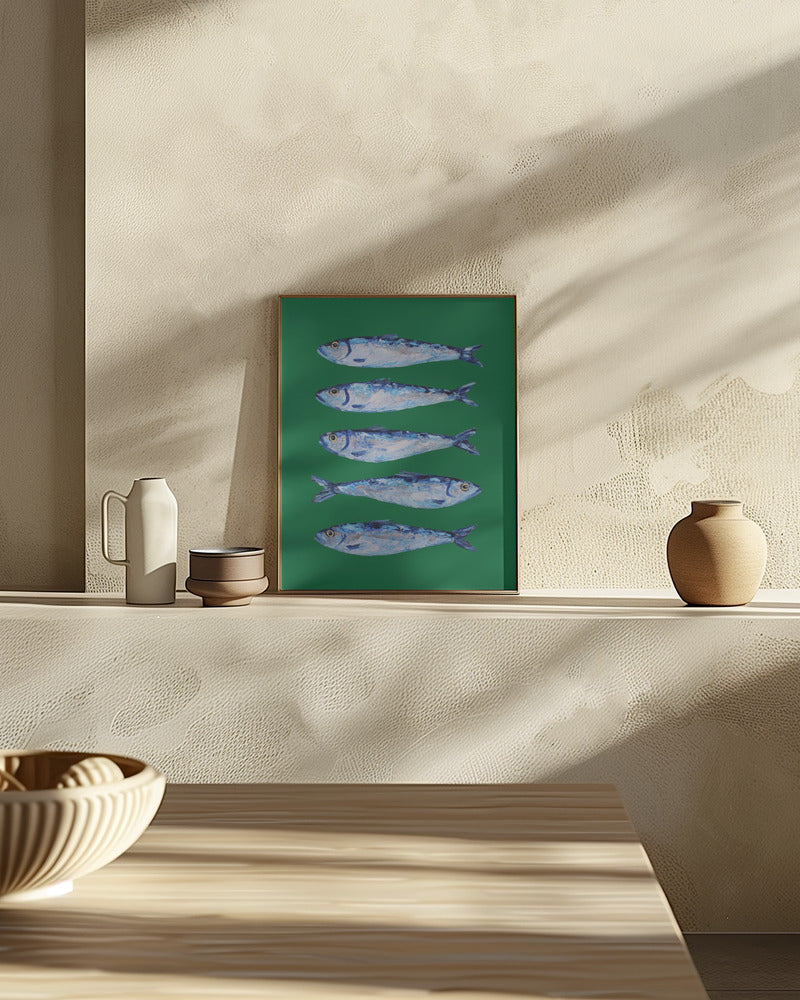 Sardines Forest Green Poster