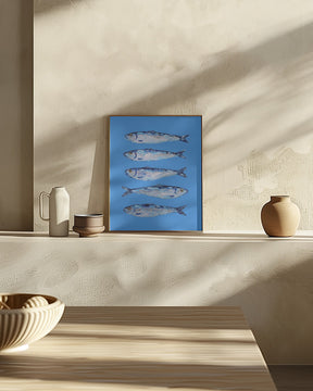 Sardines on Blue Poster