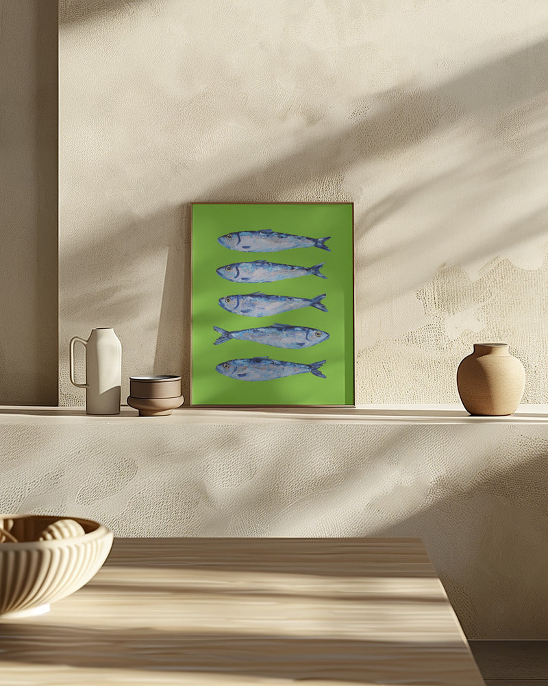 Sardines Lime Green Poster