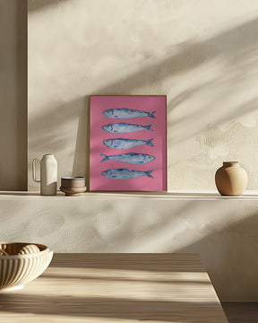 Sardines on Pink Poster