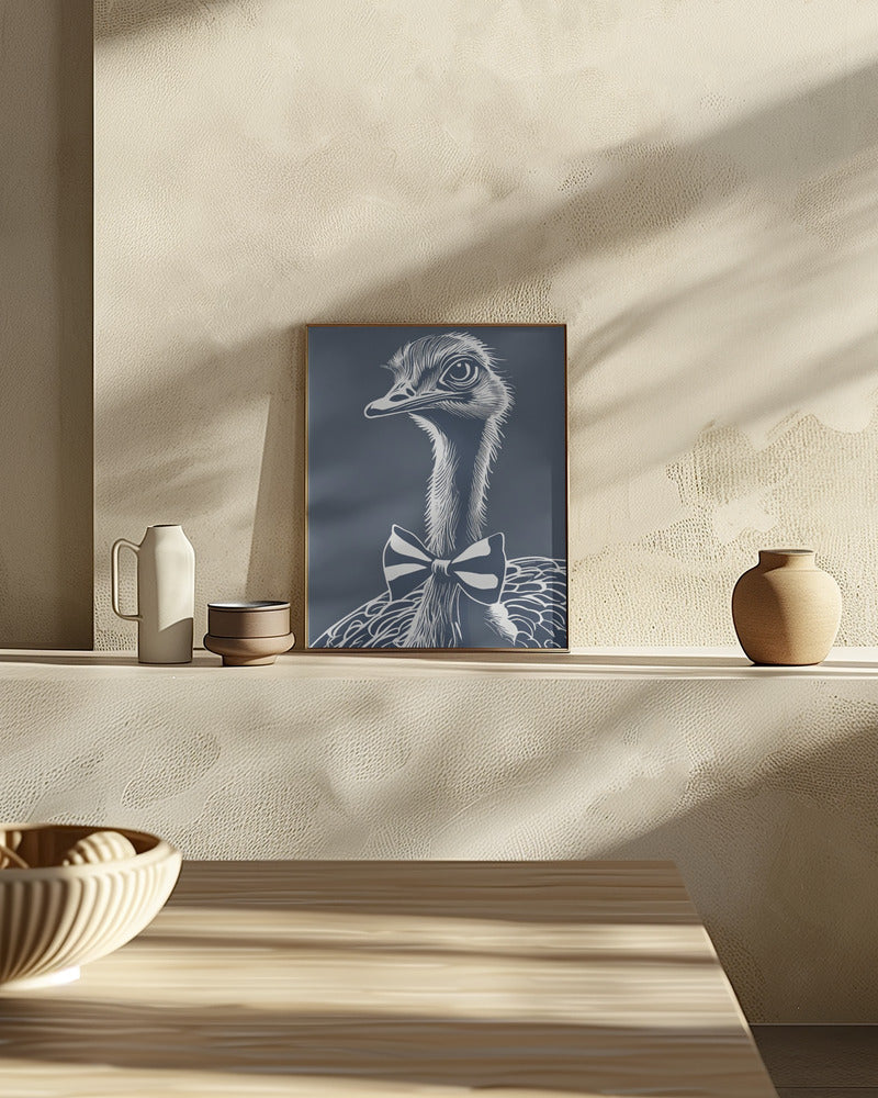 Ostrich with bow tie Poster