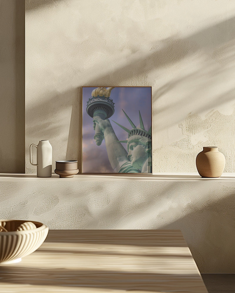 NEW YORK CITY Statue of Liberty at sunset Poster