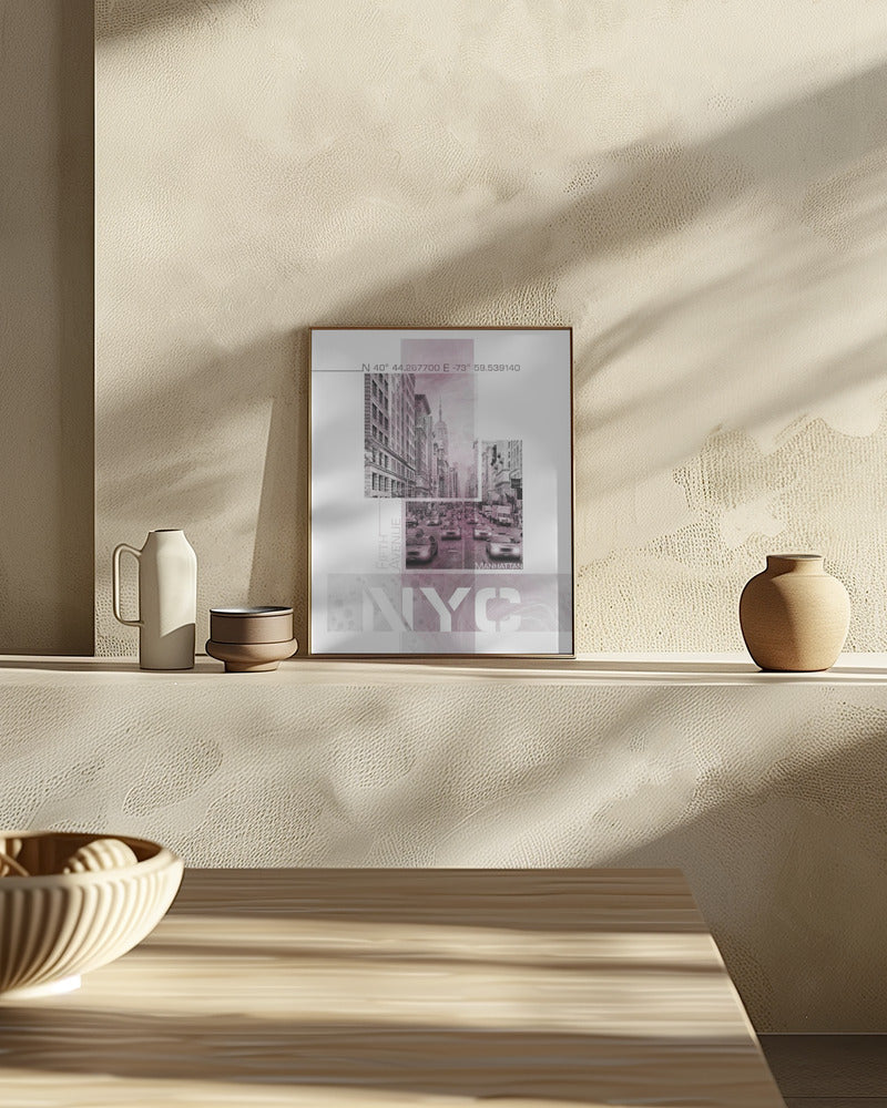 Poster Art NYC Fifth Avenue Traffic | pink marble Poster