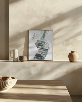 Modern Art Eiffel Tower Coordinates Poster