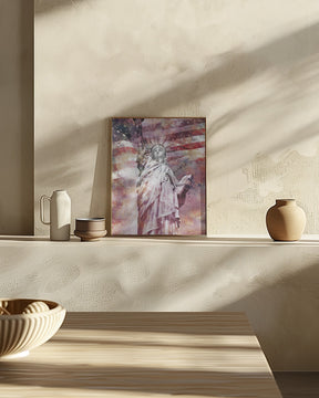 Modern Art STATUE OF LIBERTY - red Poster