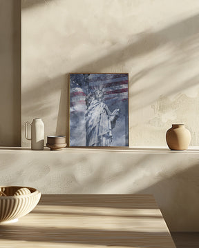 Modern Art STATUE OF LIBERTY | blue Poster