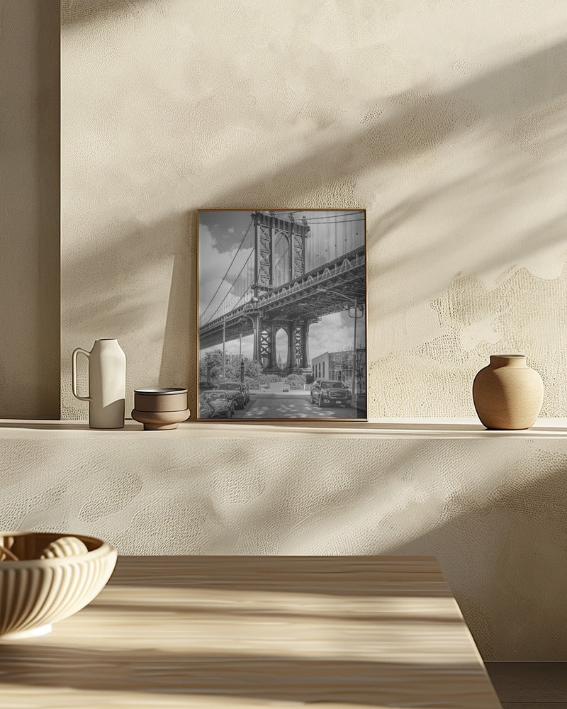 NEW YORK CITY Manhattan Bridge - upright slim panorama Poster