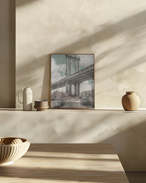 NYC Manhattan Bridge Panorama | urban vintage style Poster