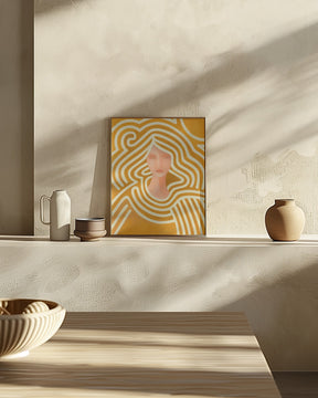 Berit abstract in ochre and pink Poster