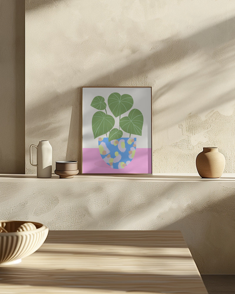 Plant in Patterned Pot Poster