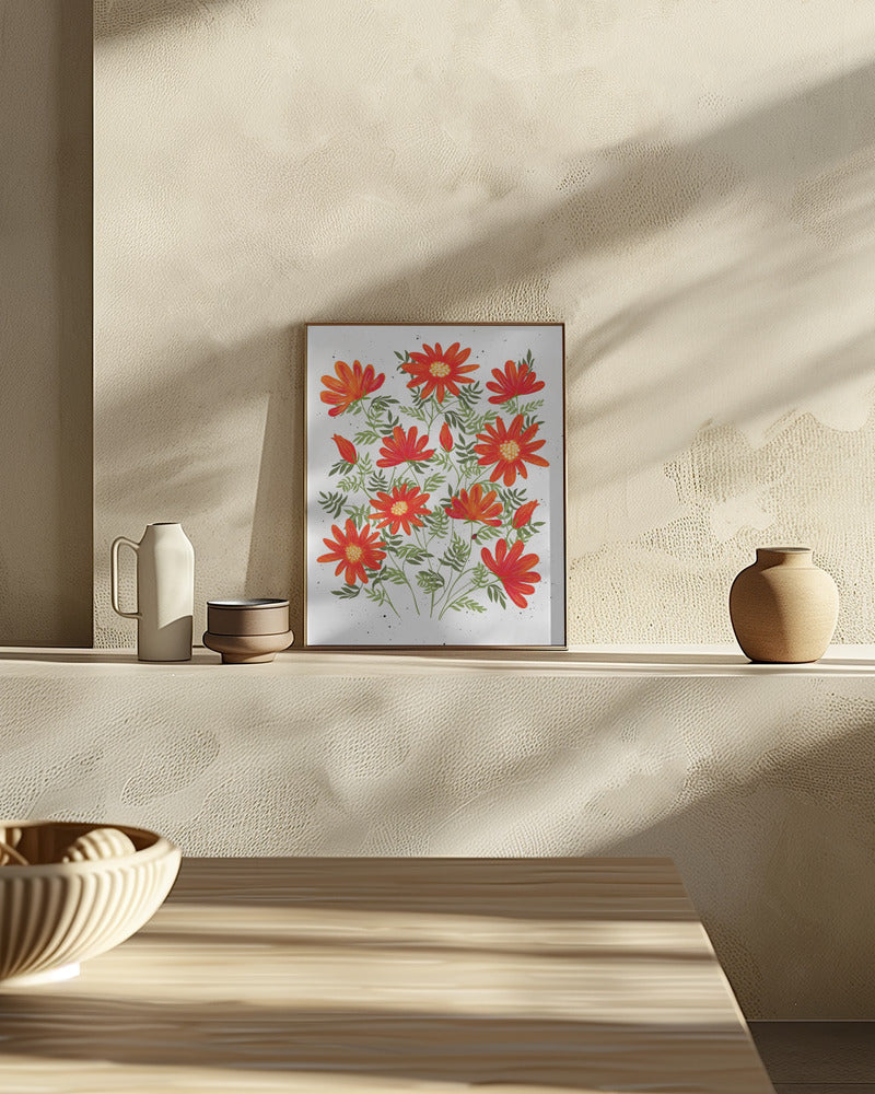 Ladybug flowers red Poster