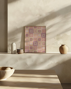 Peach digital grandma squares I Poster