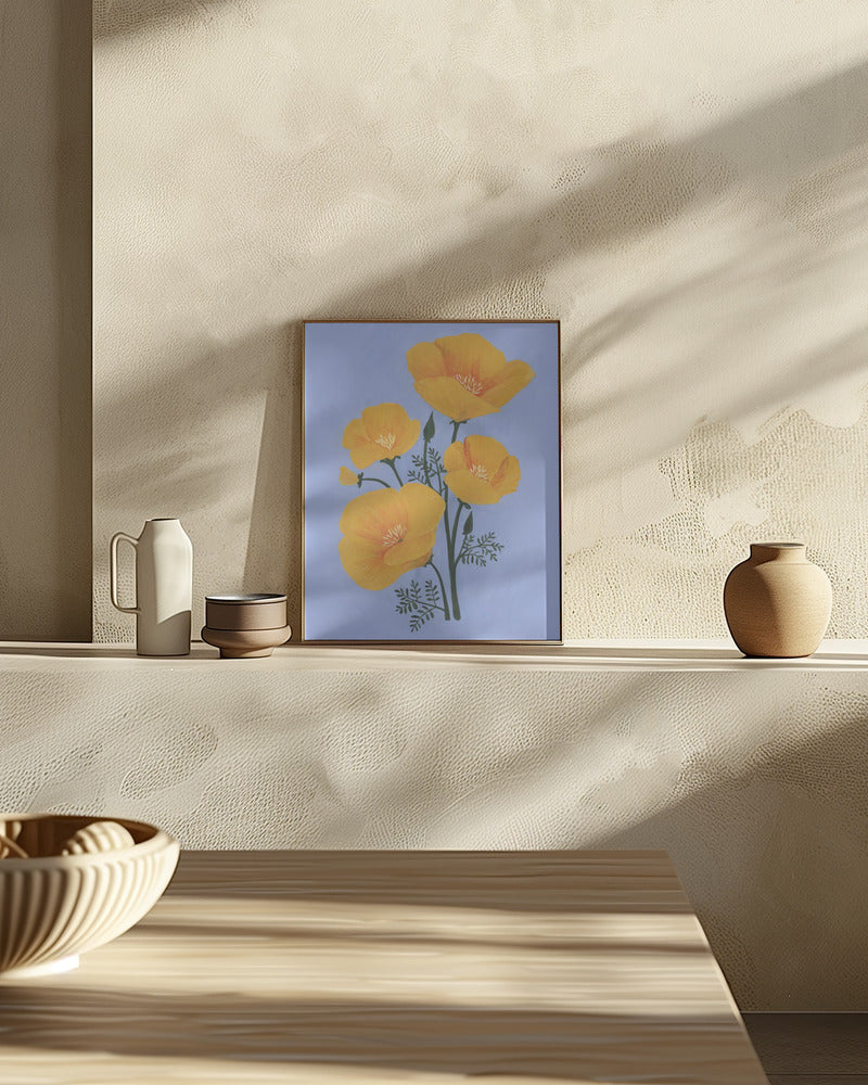 Bouquet of orange California poppies Poster